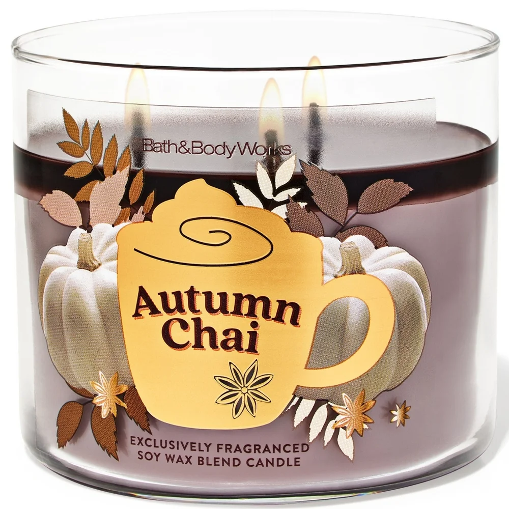 Bath & Body Works Autumn Chai 3-Wick Candle NEW RARE / Safe Shipping